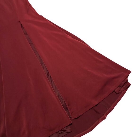 Alyce Paris Burgundy Red Floor Length Gown Maxi Dress High Slit Fitted Size 6 - Picture 7 of 16